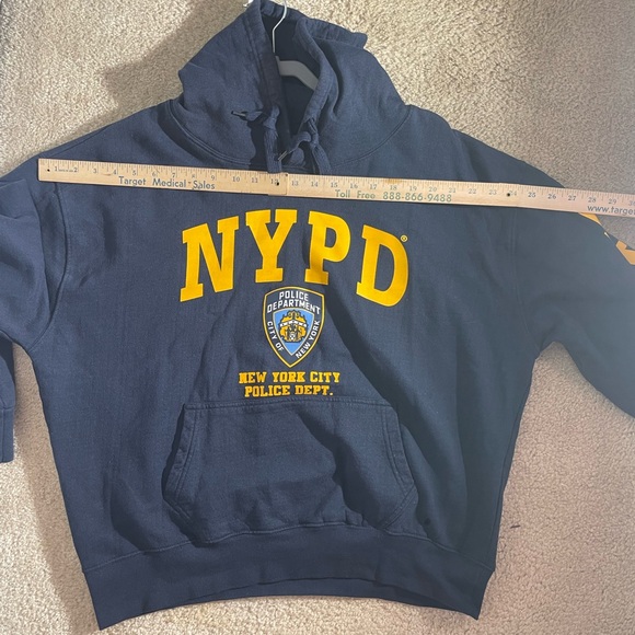NYPD Men's XL Hoodie Sweatshirt Officially Licensed (Front & Sleeve Print) Navy - Picture 6 of 6